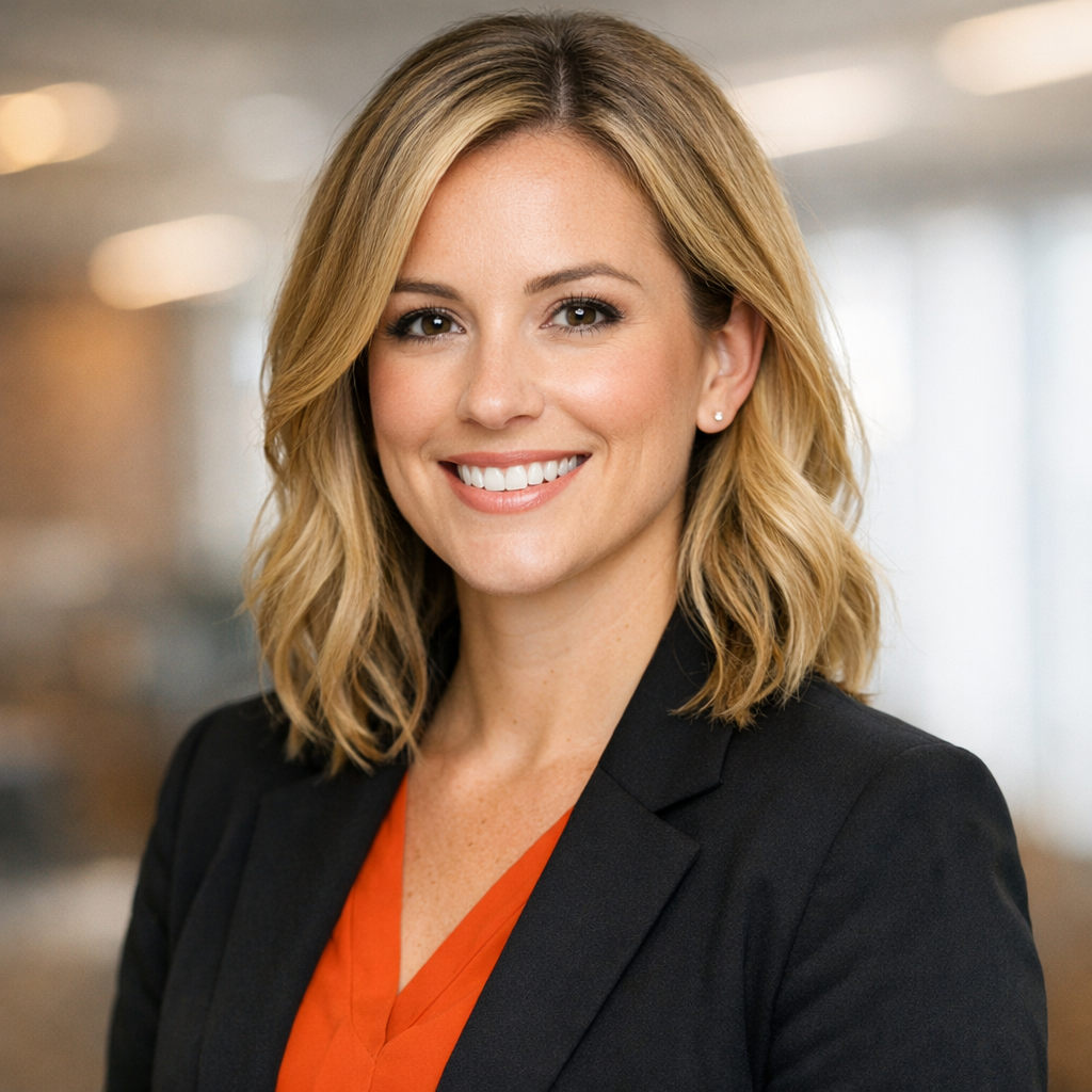 Professional headshot of Sarah Mitchell HubSpot Solutions Expert No visible text no words no letters